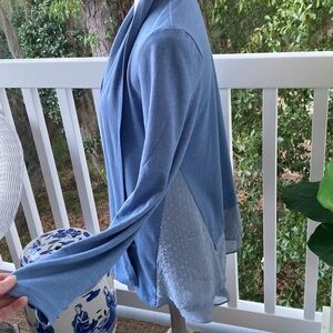 Logo by Lori Goldstein light blue logo lounge long sleeve open sweater cardigan